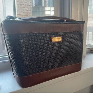 Vintage 1980s Ted Lapidus Leather Embossed Travel Case + Wallet